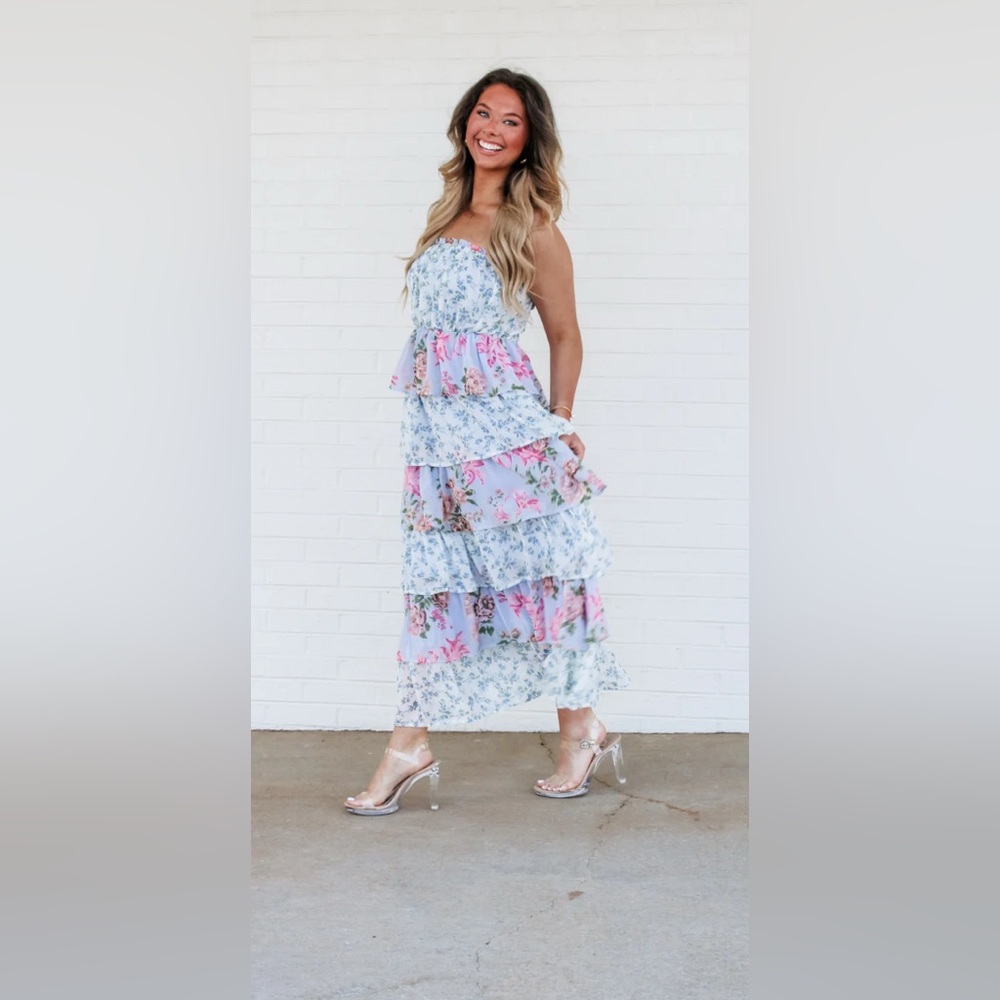 Sweet Lemon🍋 Floral Tiered Ruffle Maxi Dress